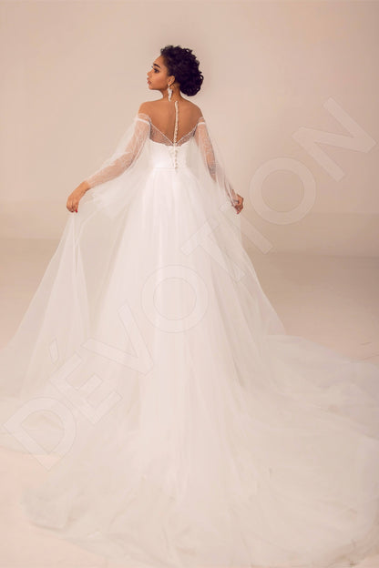 Luz Full back A-line Short/ Cap sleeve Wedding Dress Back