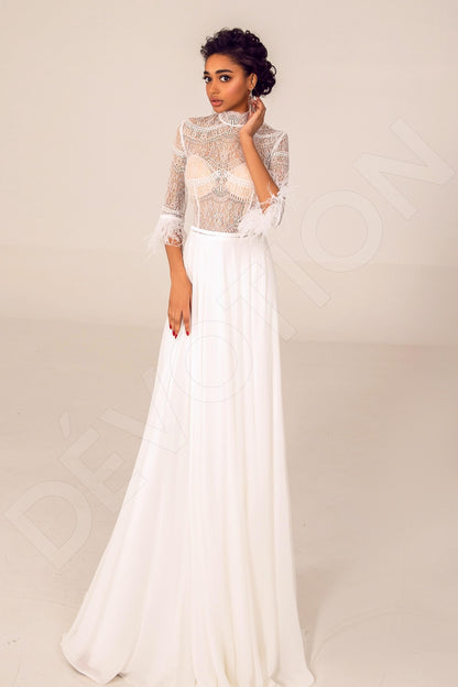 Mariyah Full back A-line 3/4 sleeve Wedding Dress Front
