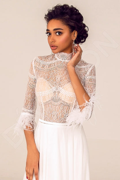 Mariyah Full back A-line 3/4 sleeve Wedding Dress 2