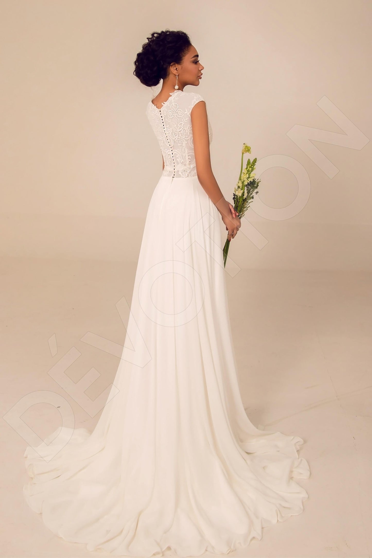 Mireya Full back A-line Short/ Cap sleeve Wedding Dress Back