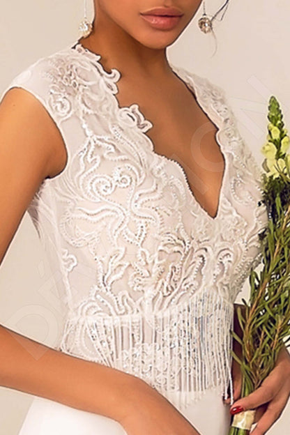 Mireya Full back A-line Short/ Cap sleeve Wedding Dress 3