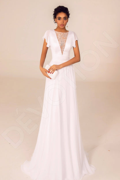 Monserrat Open back A-line Short/ Cap sleeve Wedding Dress Front