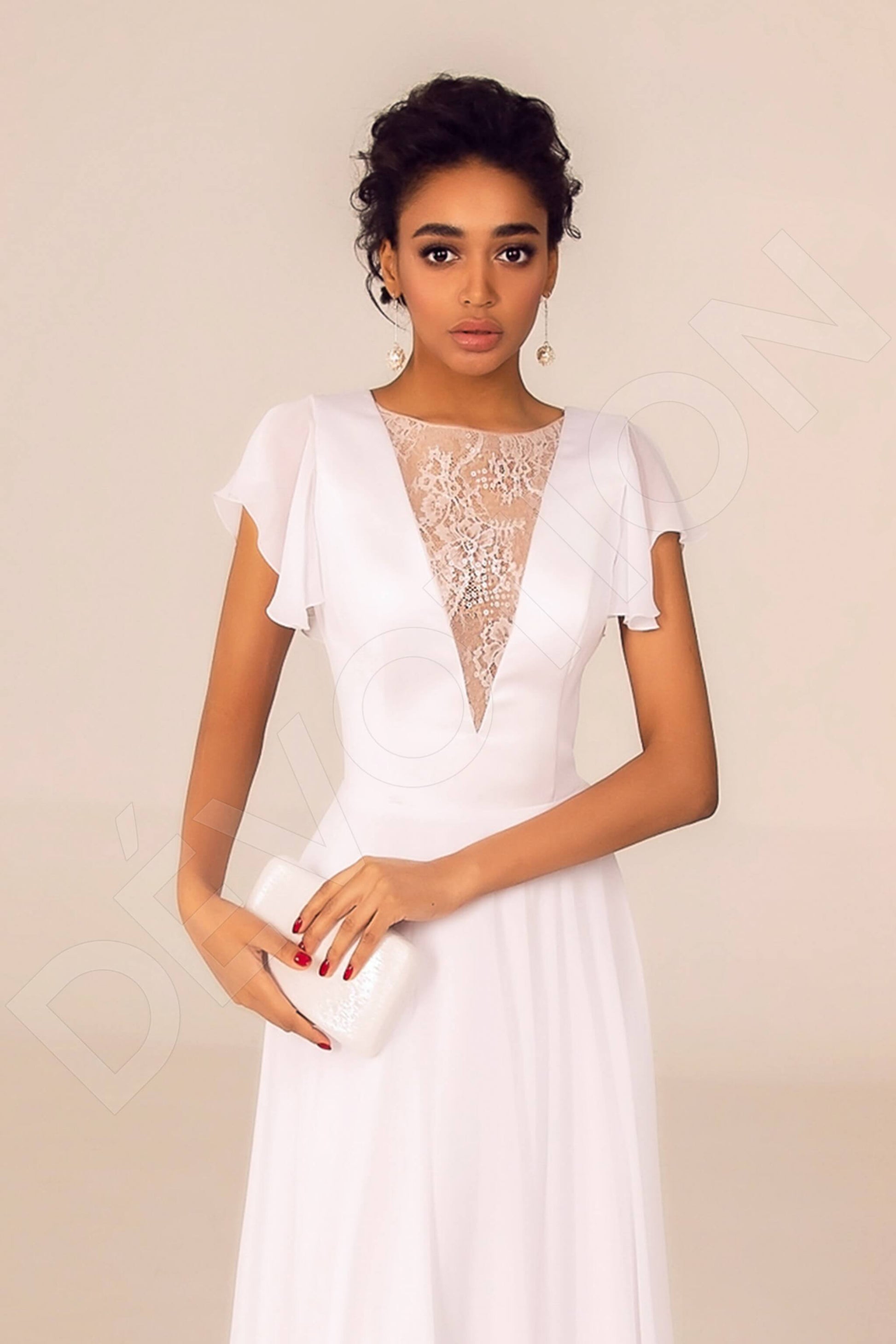 Monserrat A-line Jewel White Wedding dress