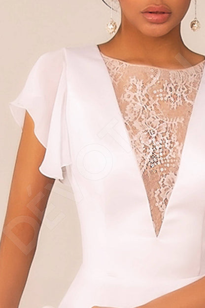 Monserrat Open back A-line Short/ Cap sleeve Wedding Dress 3