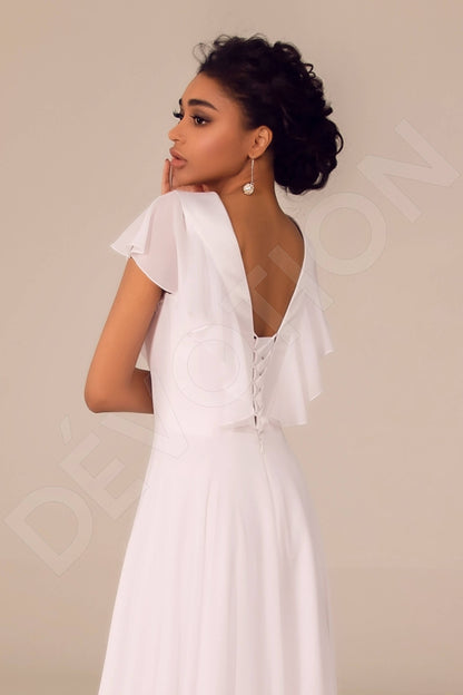 Monserrat Open back A-line Short/ Cap sleeve Wedding Dress 5