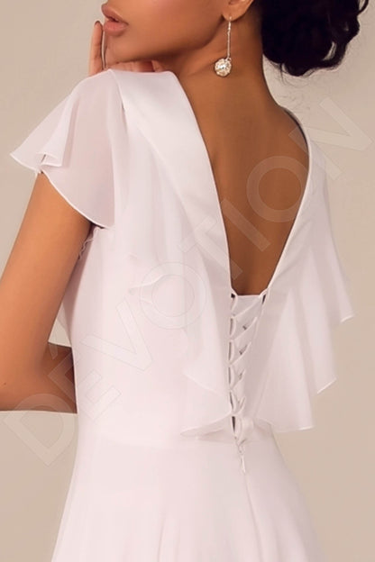 Monserrat Open back A-line Short/ Cap sleeve Wedding Dress 6