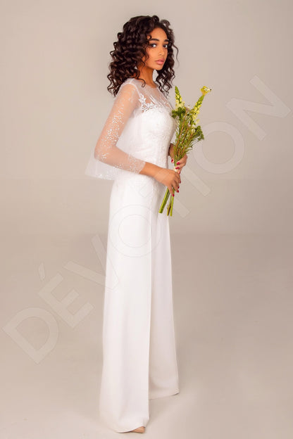 Nailah Full back Pants 3/4 sleeve Wedding Dress Front