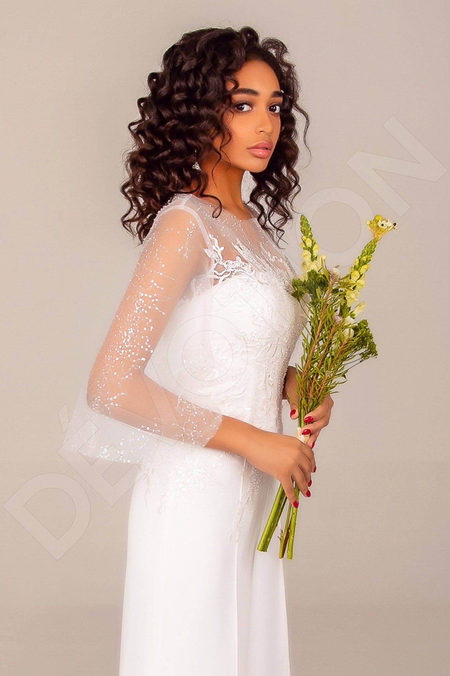 Nailah Full back Pants 3/4 sleeve Wedding Dress 2