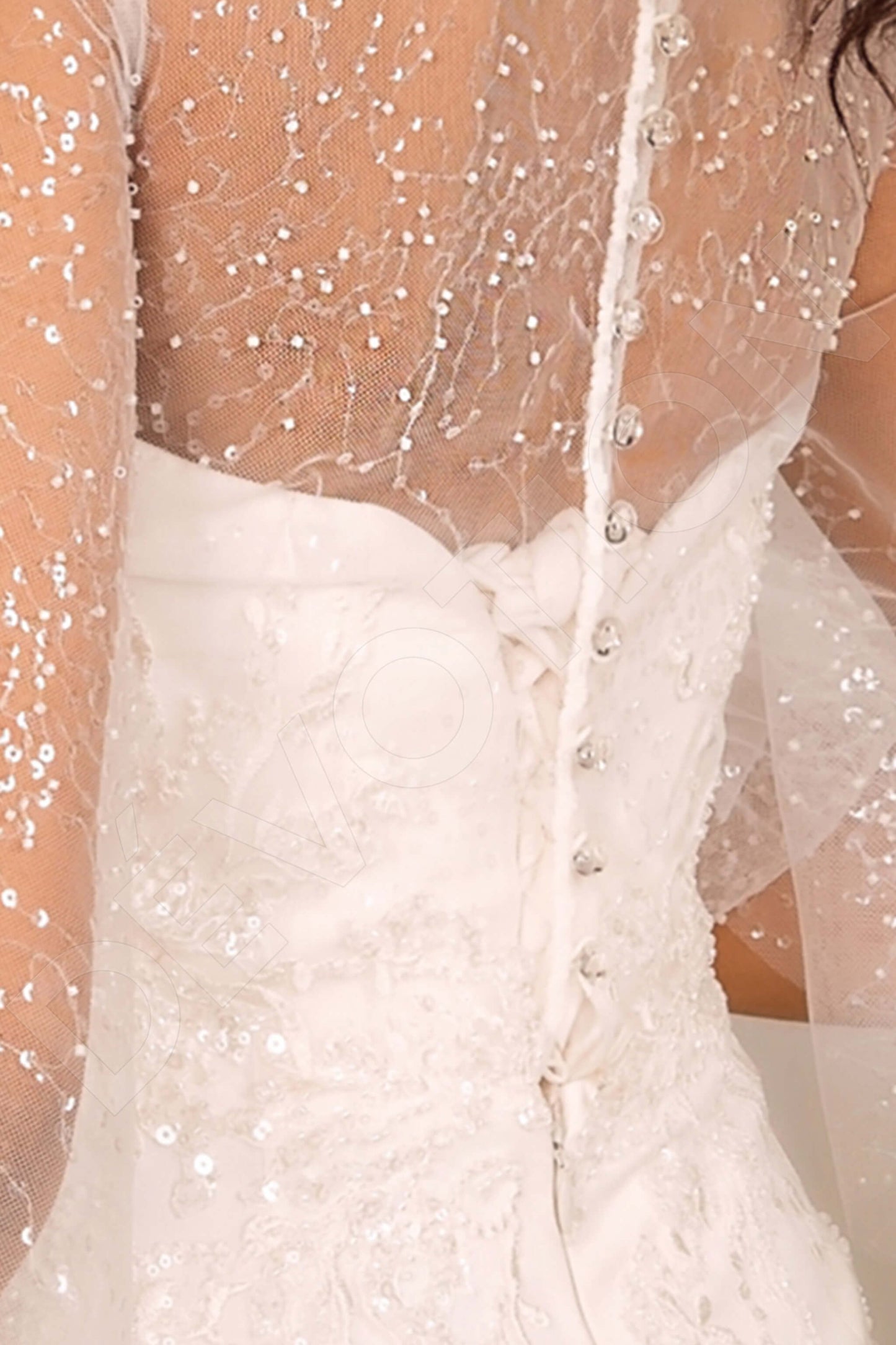 Nailah Full back Pants 3/4 sleeve Wedding Dress 6