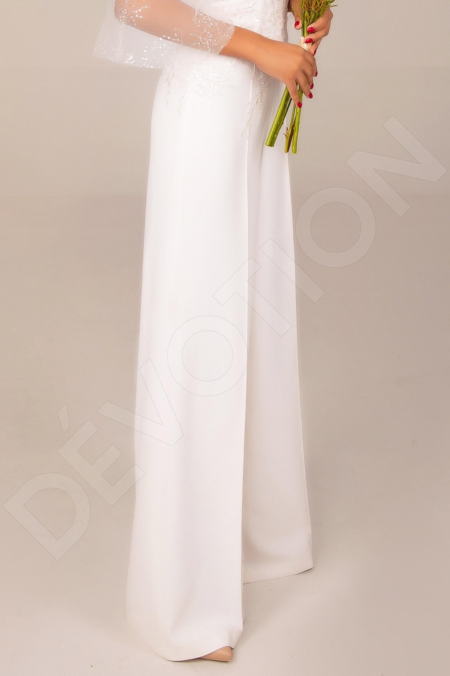 Nailah Full back Pants 3/4 sleeve Wedding Dress 4