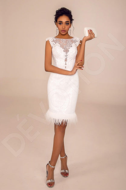 Rylinn Full back Sheath/Column Short/ Cap sleeve Wedding Dress Front