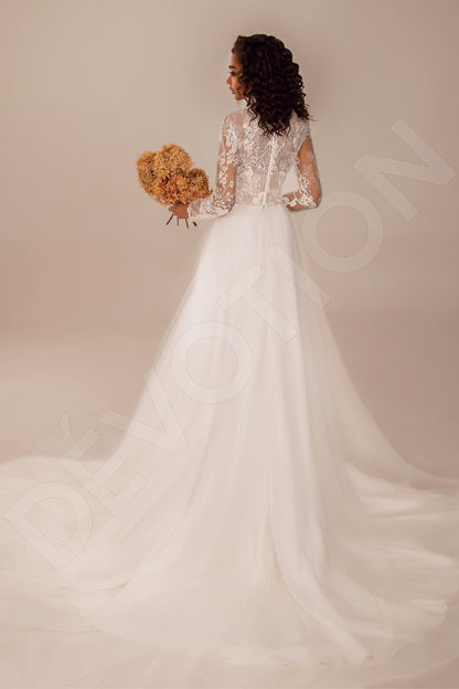 Santonia Full back A-line Long sleeve Wedding Dress Back