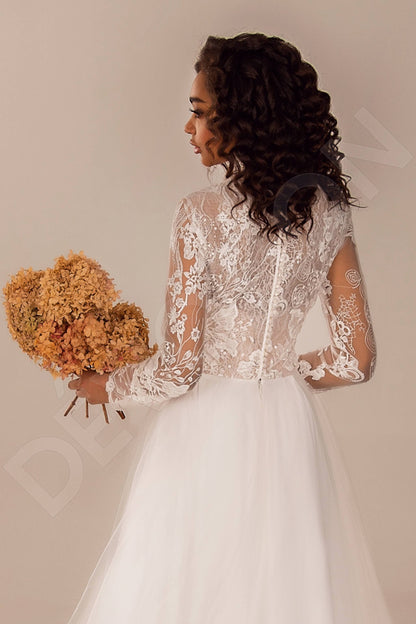 Santonia Full back A-line Long sleeve Wedding Dress 3