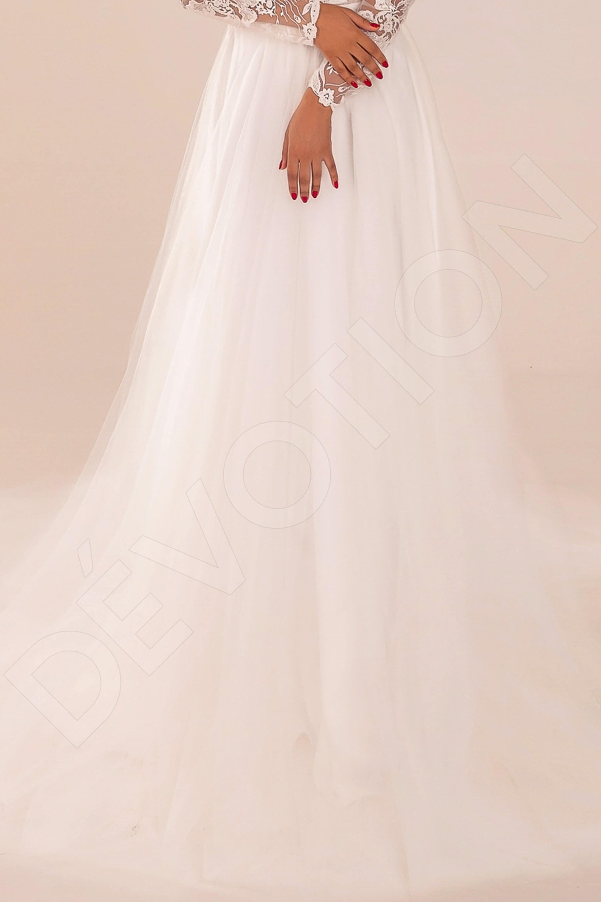 Santonia A-line High neck Ivory Wedding dress