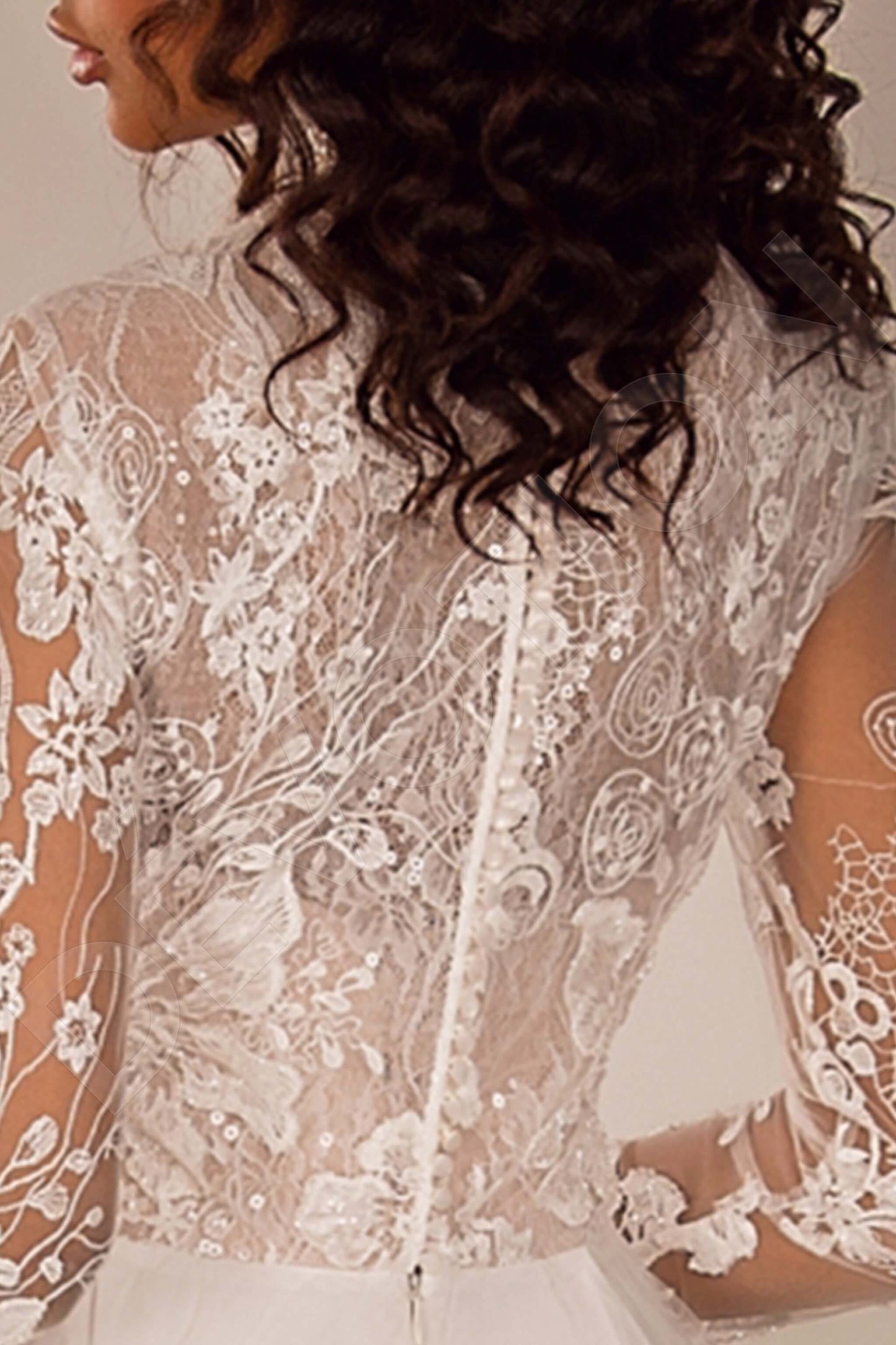 Santonia Full back A-line Long sleeve Wedding Dress 5