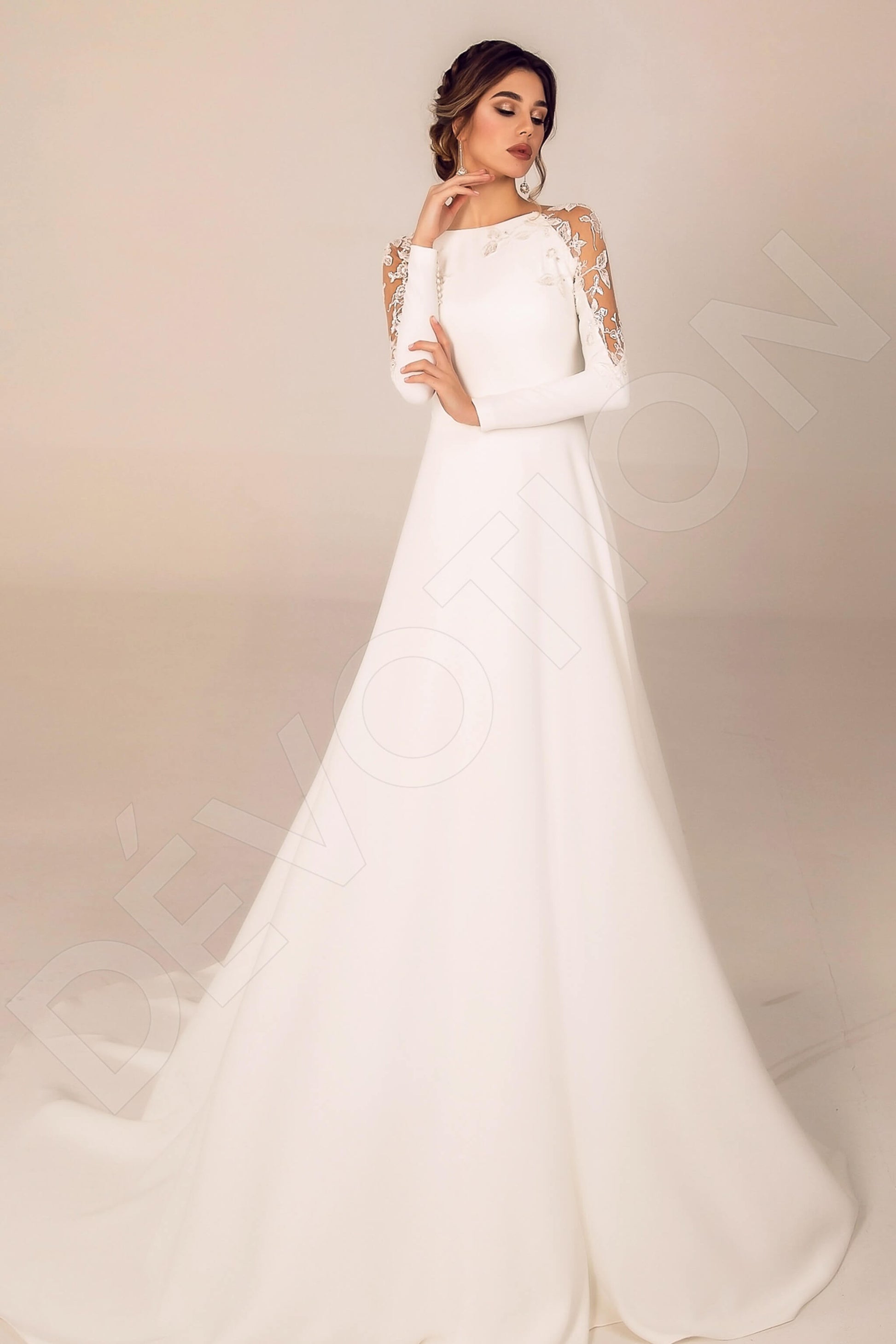 Theresa A-line Boat/Bateau Ivory Wedding dress