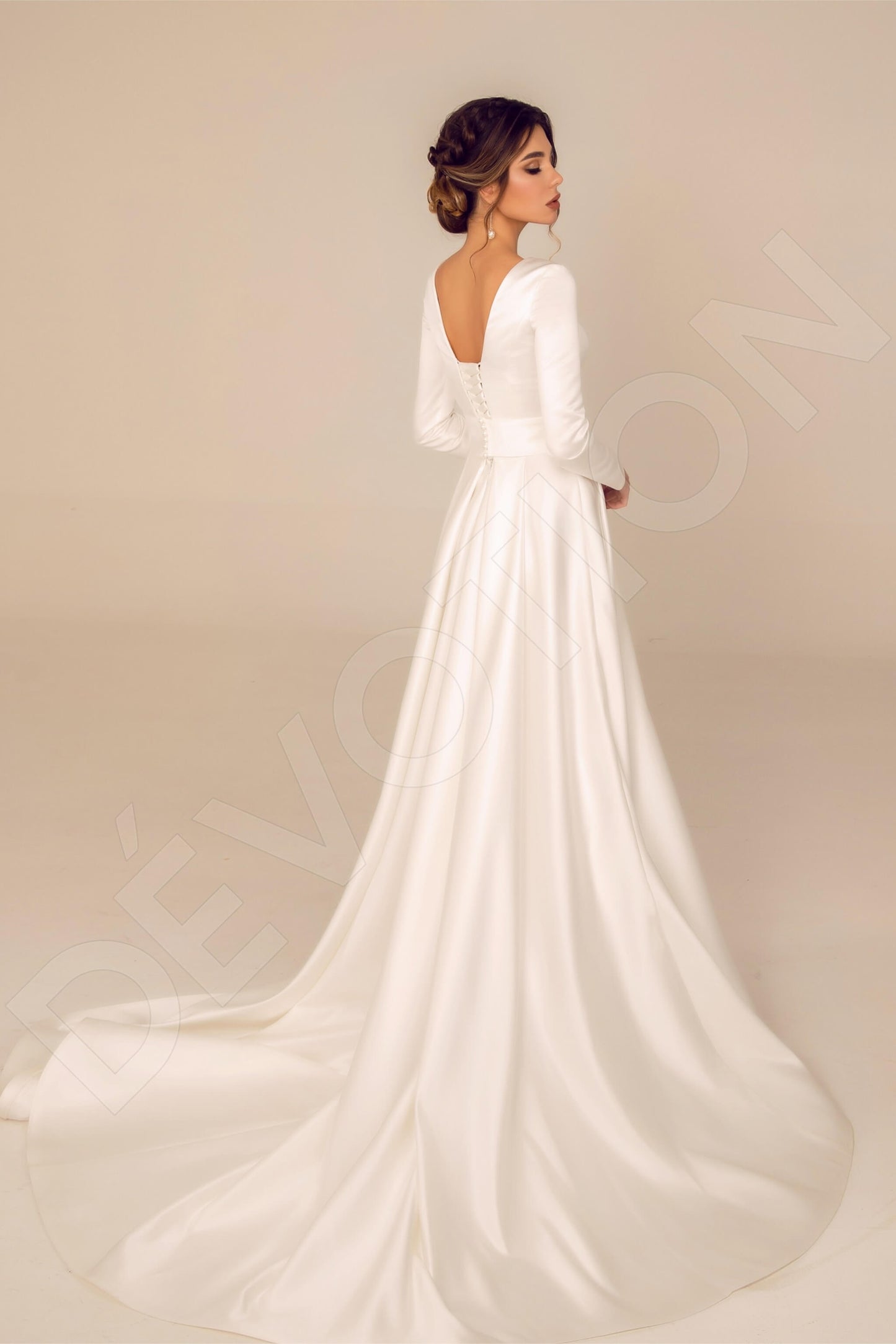 Zoyana Open back A-line Long sleeve Wedding Dress Back
