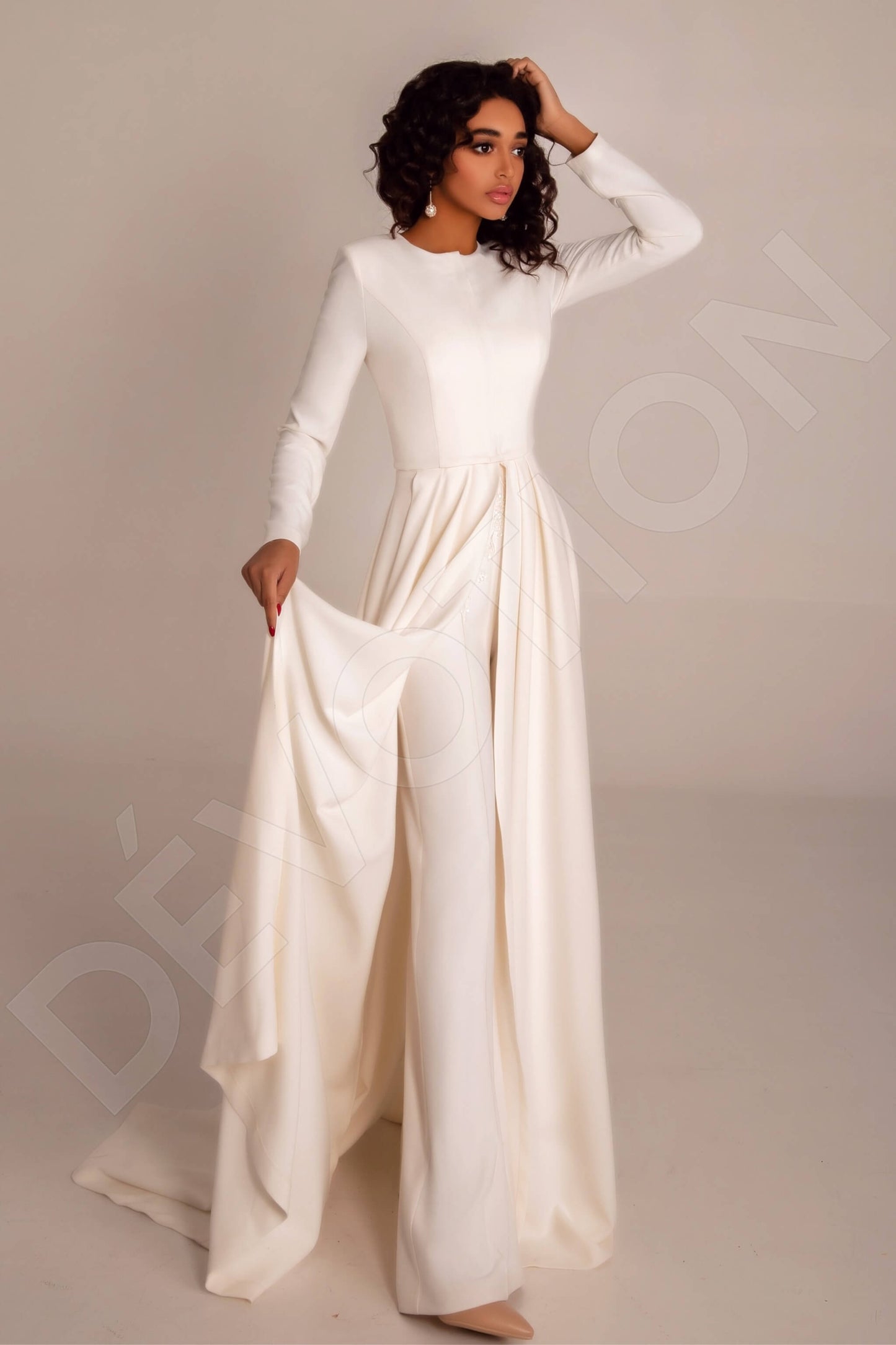 Nailah Full back Pants 3/4 sleeve Wedding Dress 8