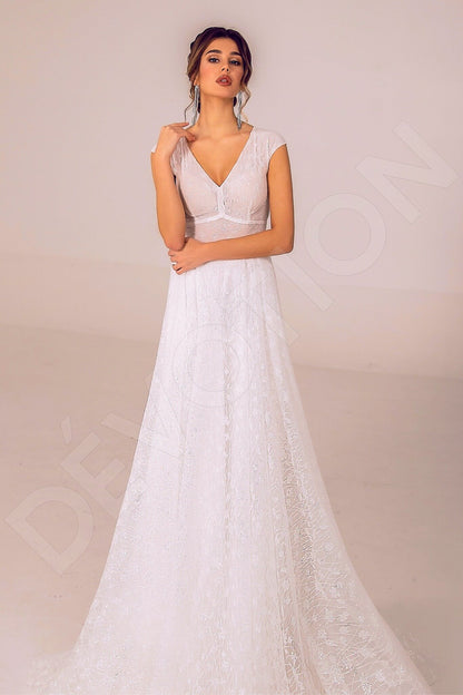 Rosalina Full back A-line Short/ Cap sleeve Wedding Dress Front