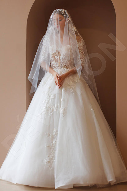 Alpina Full back Princess/Ball Gown 3/4 sleeve Wedding Dress Front