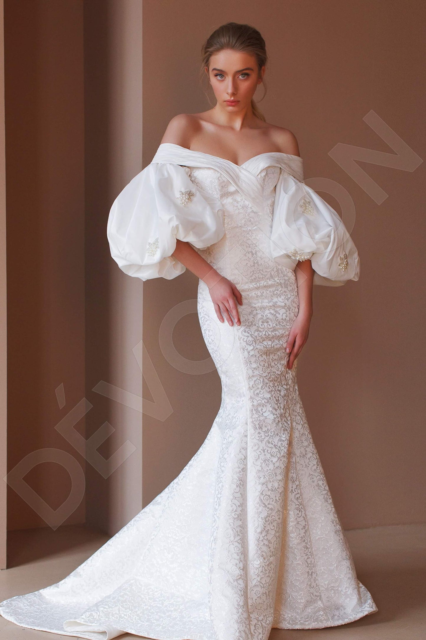 Dalana Open back Trumpet/Mermaid 3/4 sleeve Wedding Dress Front