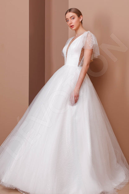 Envilla Open back Princess/Ball Gown Short/ Cap sleeve Wedding Dress Front