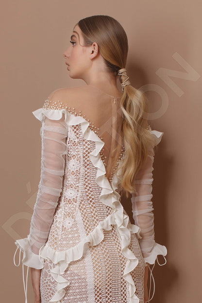 Flanelia Illusion back Sheath/Column Long sleeve Wedding Dress 4