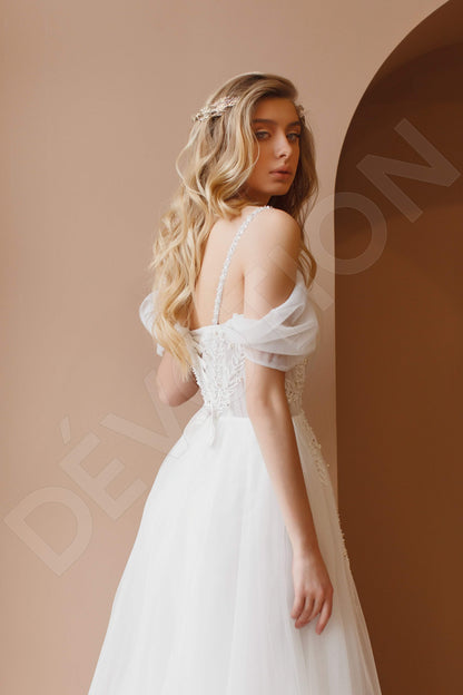 Lavanna Open back A-line Short/ Cap sleeve Wedding Dress Back