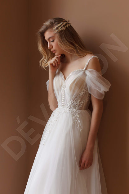 Lavanna Open back A-line Short/ Cap sleeve Wedding Dress 2