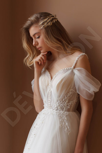 Lavanna Open back A-line Short/ Cap sleeve Wedding Dress 3