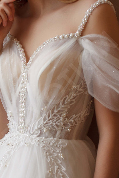 Lavanna Open back A-line Short/ Cap sleeve Wedding Dress 7