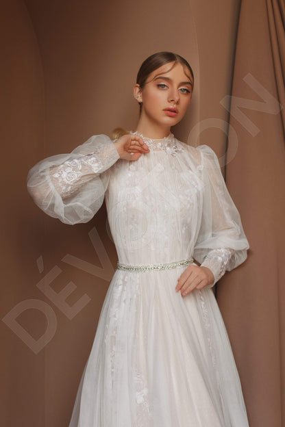 Lidina Full back A-line Long sleeve Wedding Dress 2