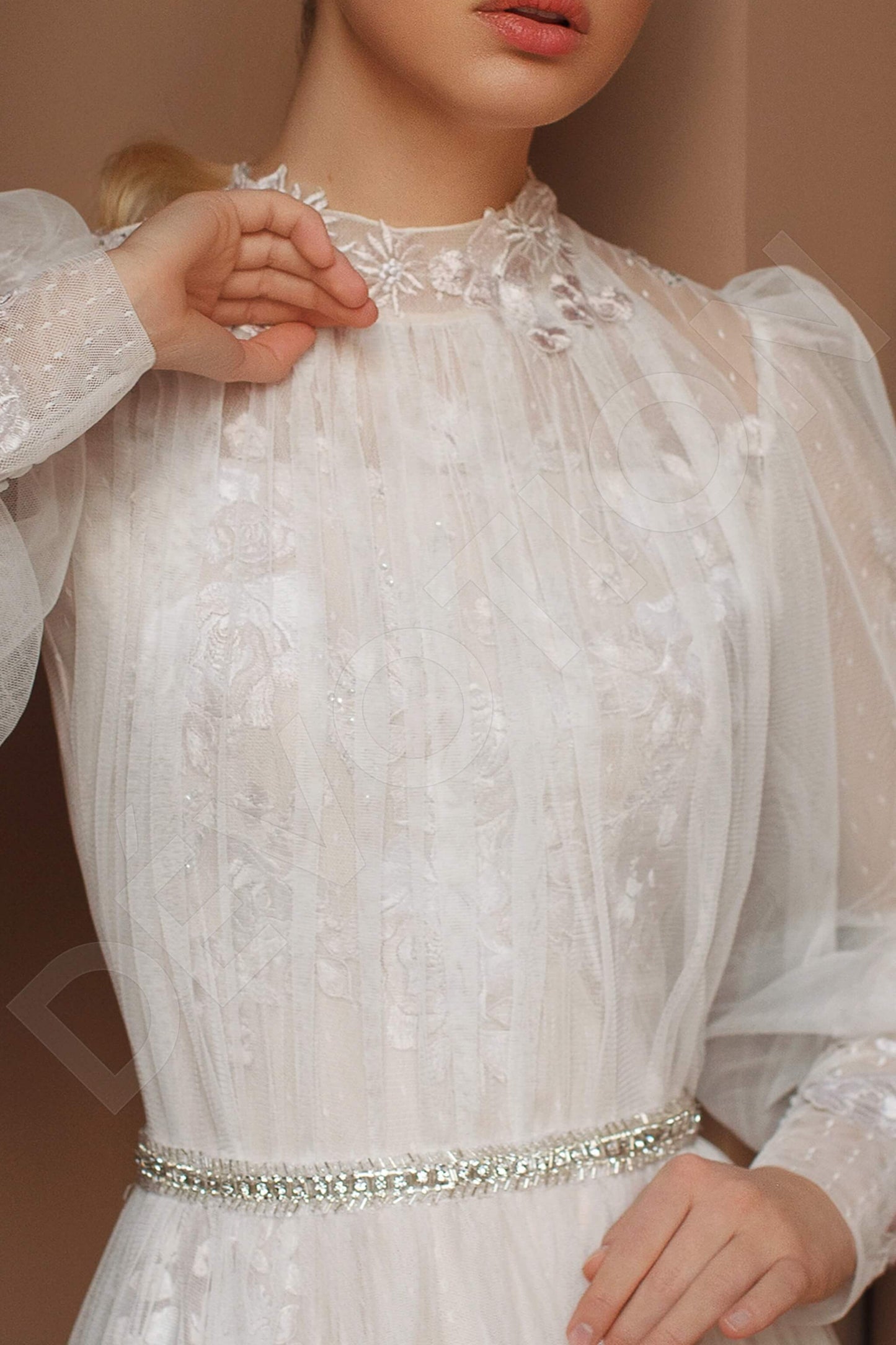 Lidina Full back A-line Long sleeve Wedding Dress 6