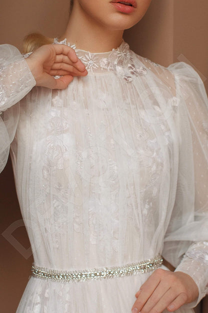 Lidina Full back A-line Long sleeve Wedding Dress 6