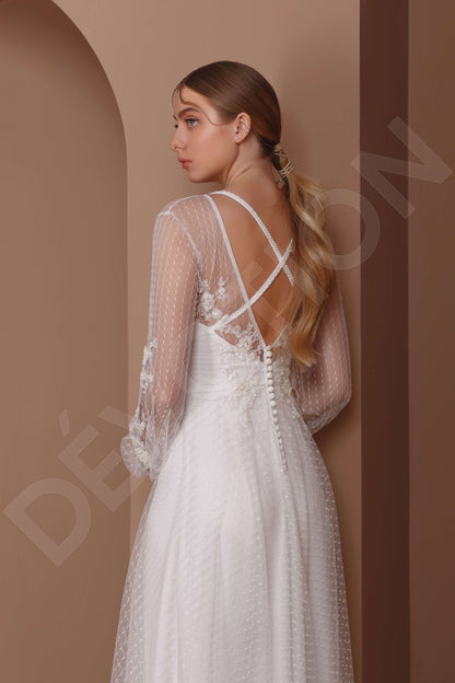 Mariania Full back A-line Long sleeve Wedding Dress Back