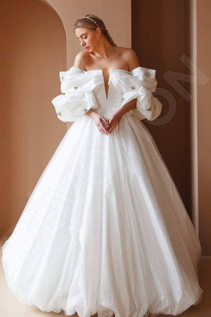 Milina Open back Princess/Ball Gown 3/4 sleeve Wedding Dress Front
