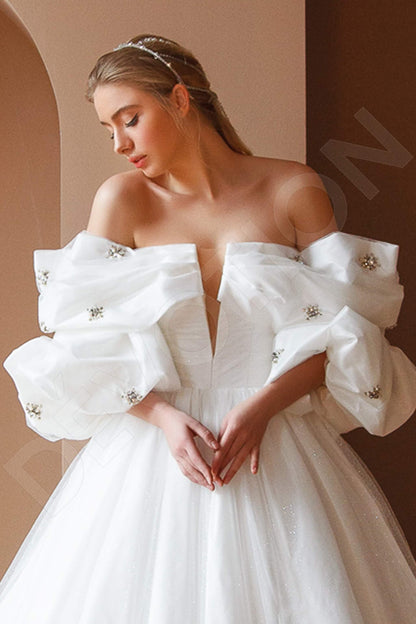 Milina Open back Princess/Ball Gown 3/4 sleeve Wedding Dress 3