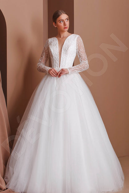 Wendie Open back Princess/Ball Gown Long sleeve Wedding Dress Front