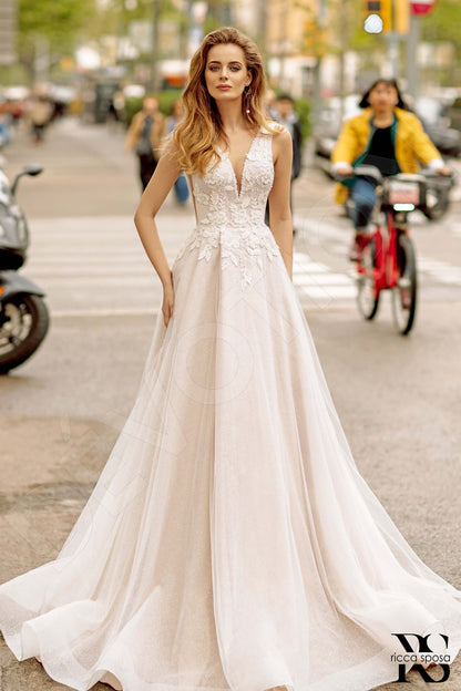 Anjana Open back A-line Sleeveless Wedding Dress Front