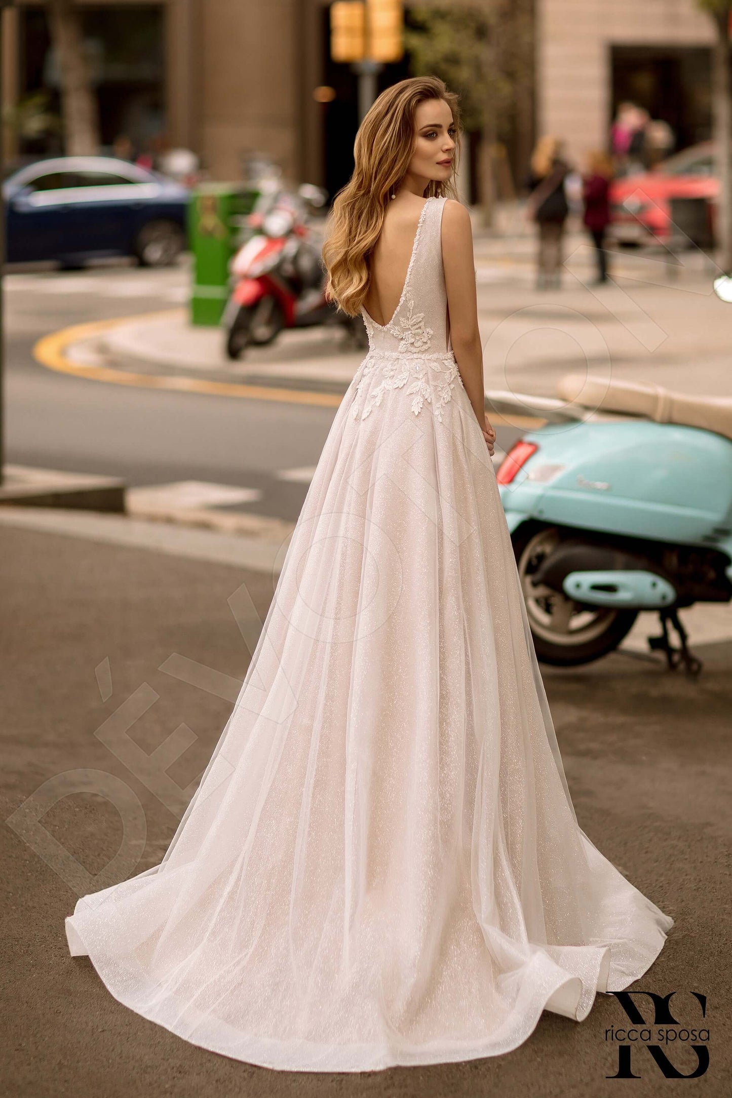 Anjana Open back A-line Sleeveless Wedding Dress Back