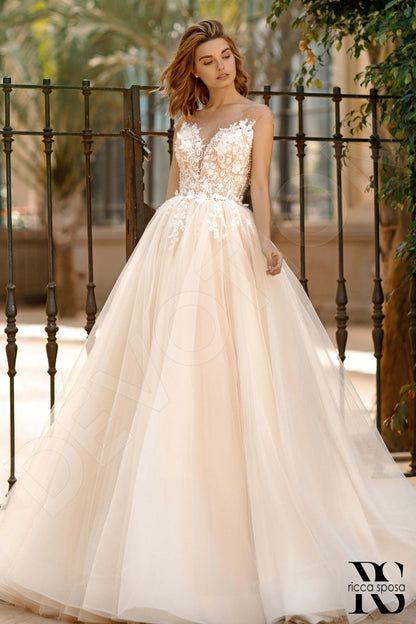 Cali Open back A-line Sleeveless Wedding Dress Front