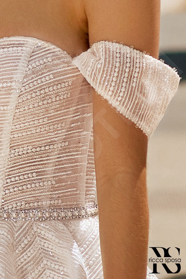 Carley A-line Off-shoulder/Drop shoulders Ivory Wedding dress