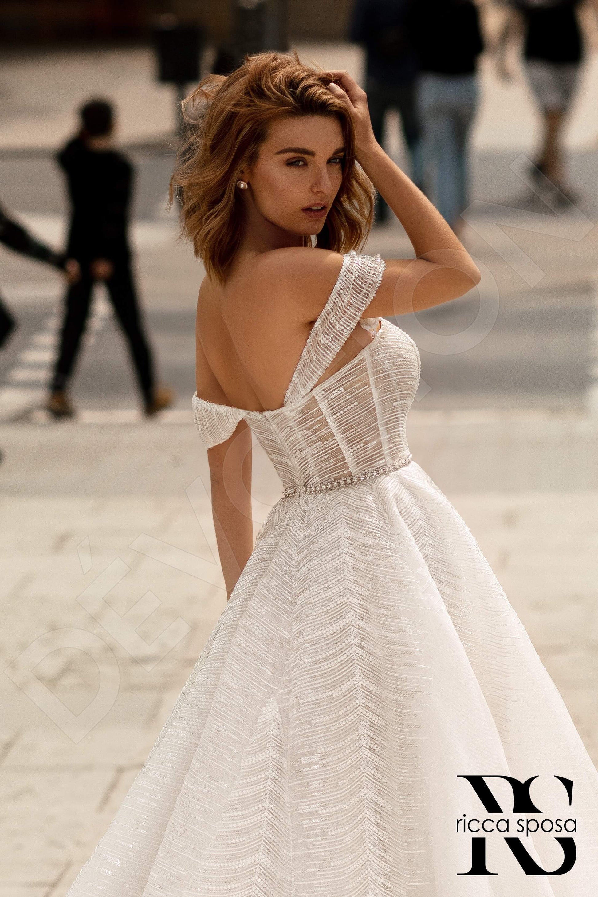 Carley A-line Off-shoulder/Drop shoulders Ivory Wedding dress