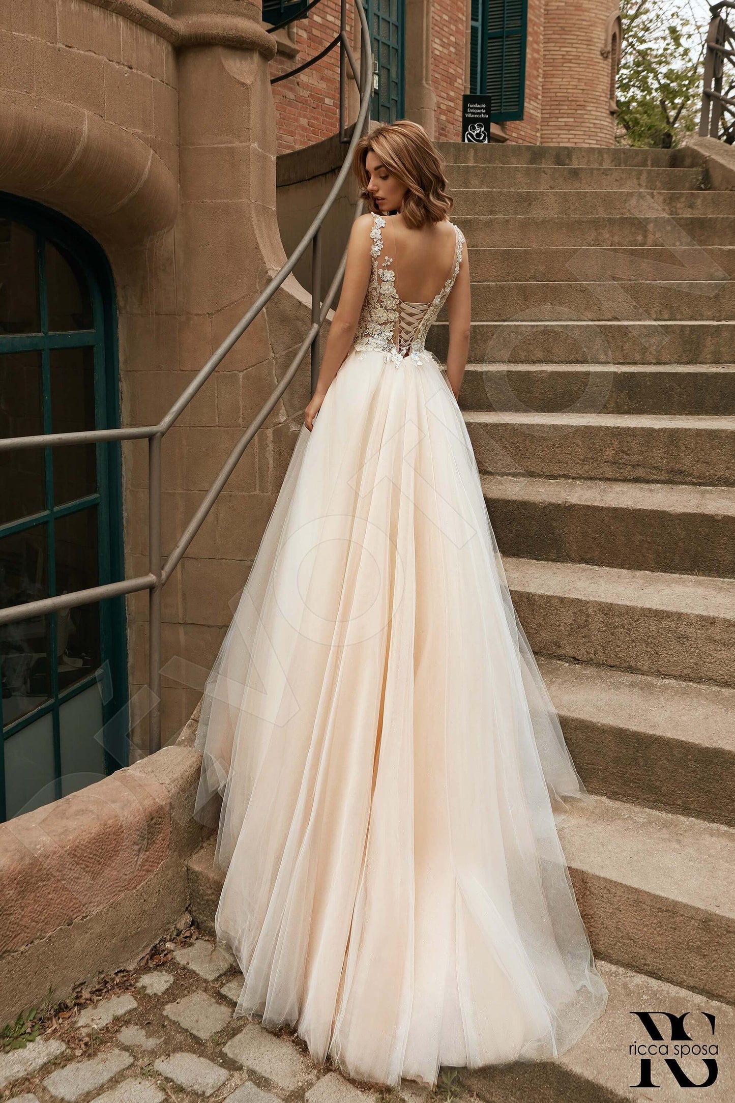 Clarina Open back A-line Sleeveless Wedding Dress Back