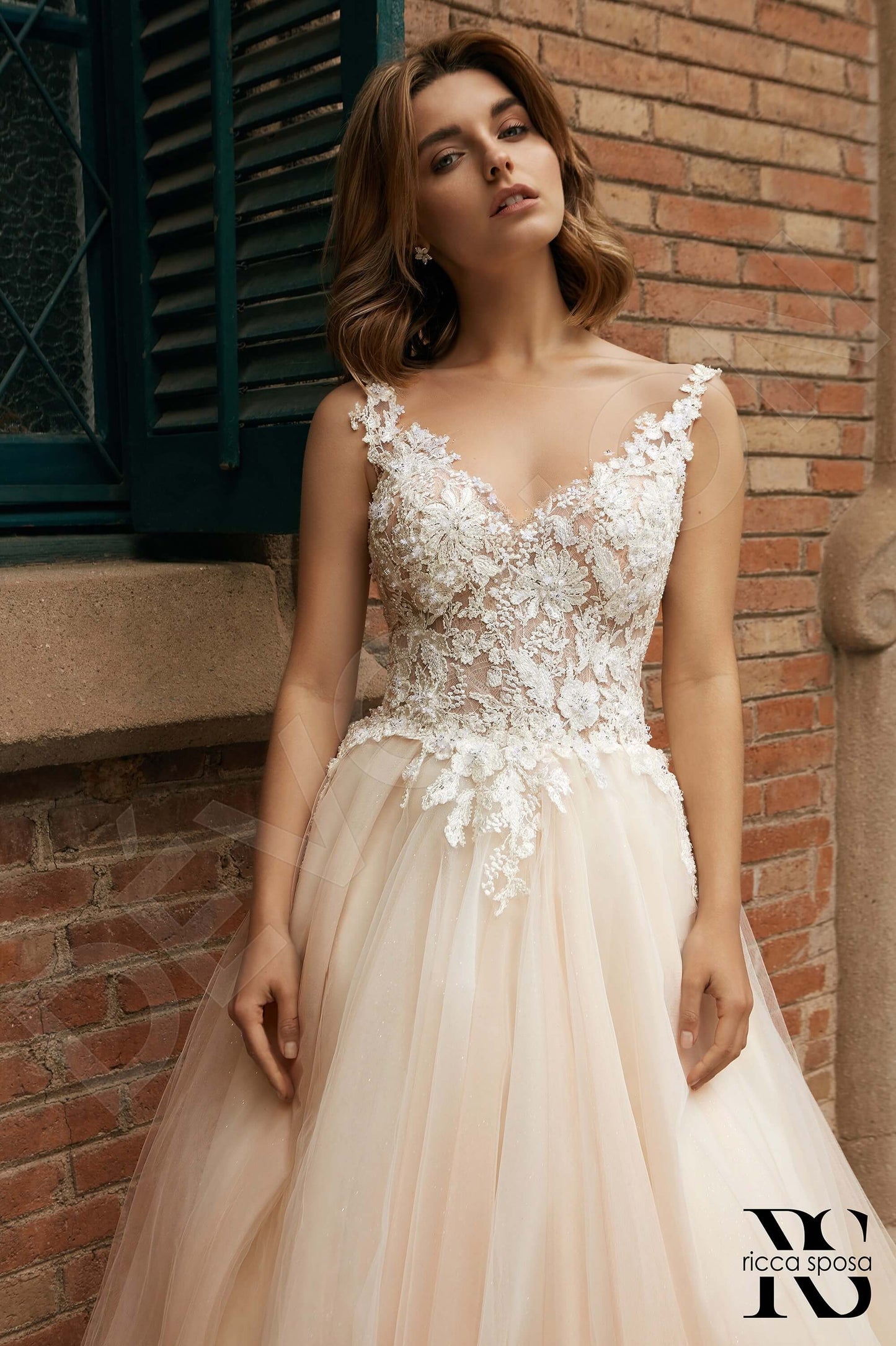 Clarina Open back A-line Sleeveless Wedding Dress 2