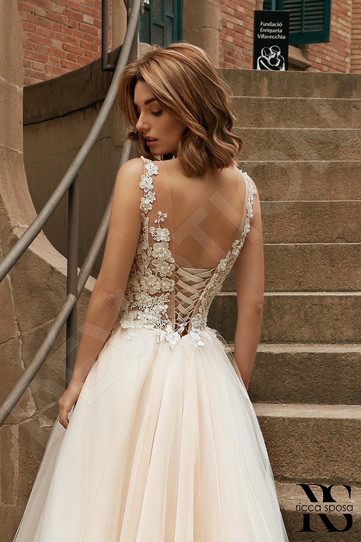 Clarina Open back A-line Sleeveless Wedding Dress 4