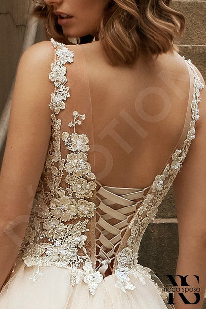 Clarina Open back A-line Sleeveless Wedding Dress 5