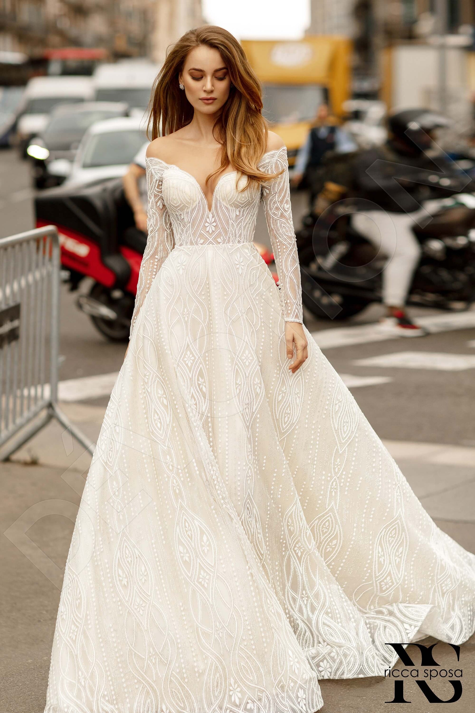 Colleena A-line Illusion Ivory Nude Wedding dress