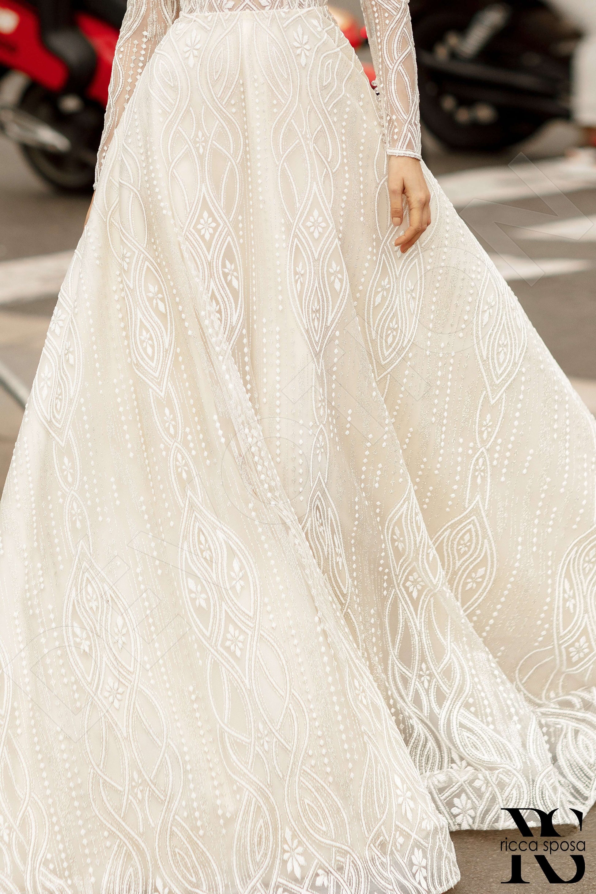 Colleena A-line Illusion Ivory Nude Wedding dress