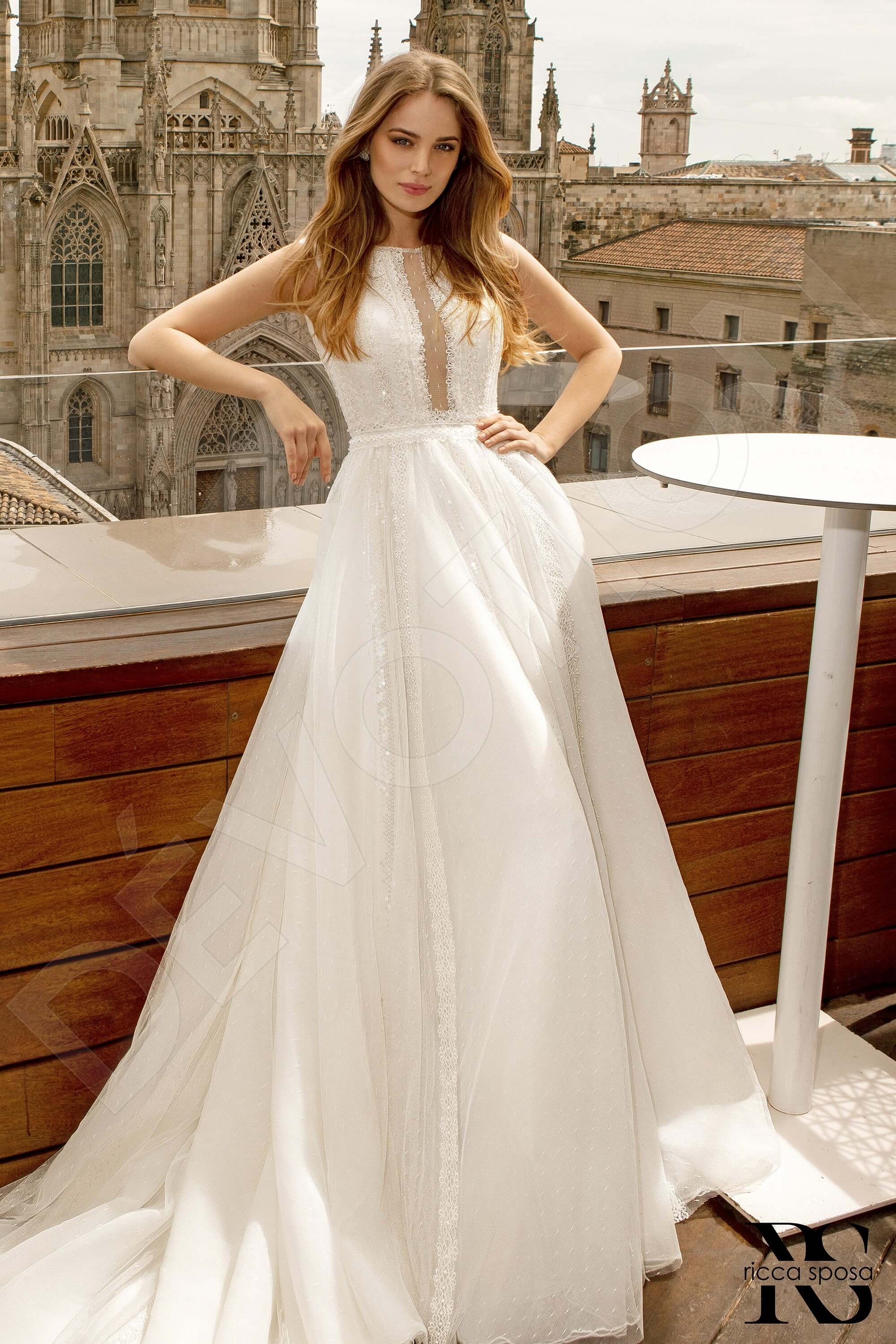 Diya A-line Jewel Ivory Wedding dress